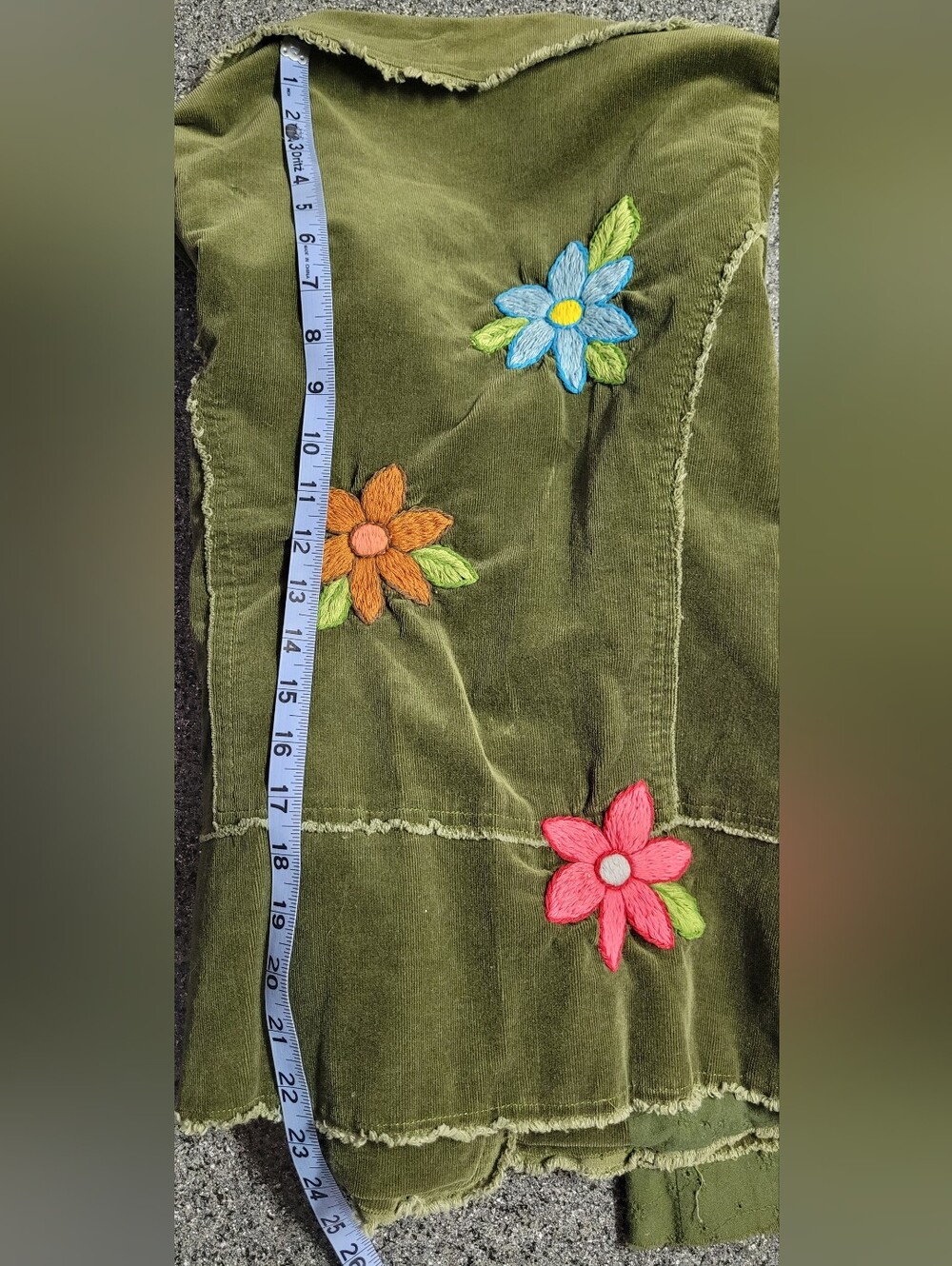 JoyStick Johnny Was Olive Green Corduroy Blazer Embroidered Birds Flowers Boho L - Picture 9 of 12